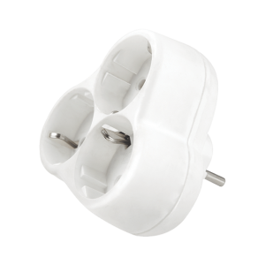 Topraklı Üçlü Beyaz Fiş-Priz Yonca