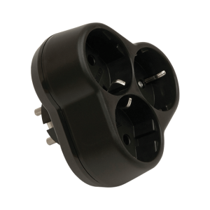 Topraklı Üçlü Siyah Fiş-Priz Yonca